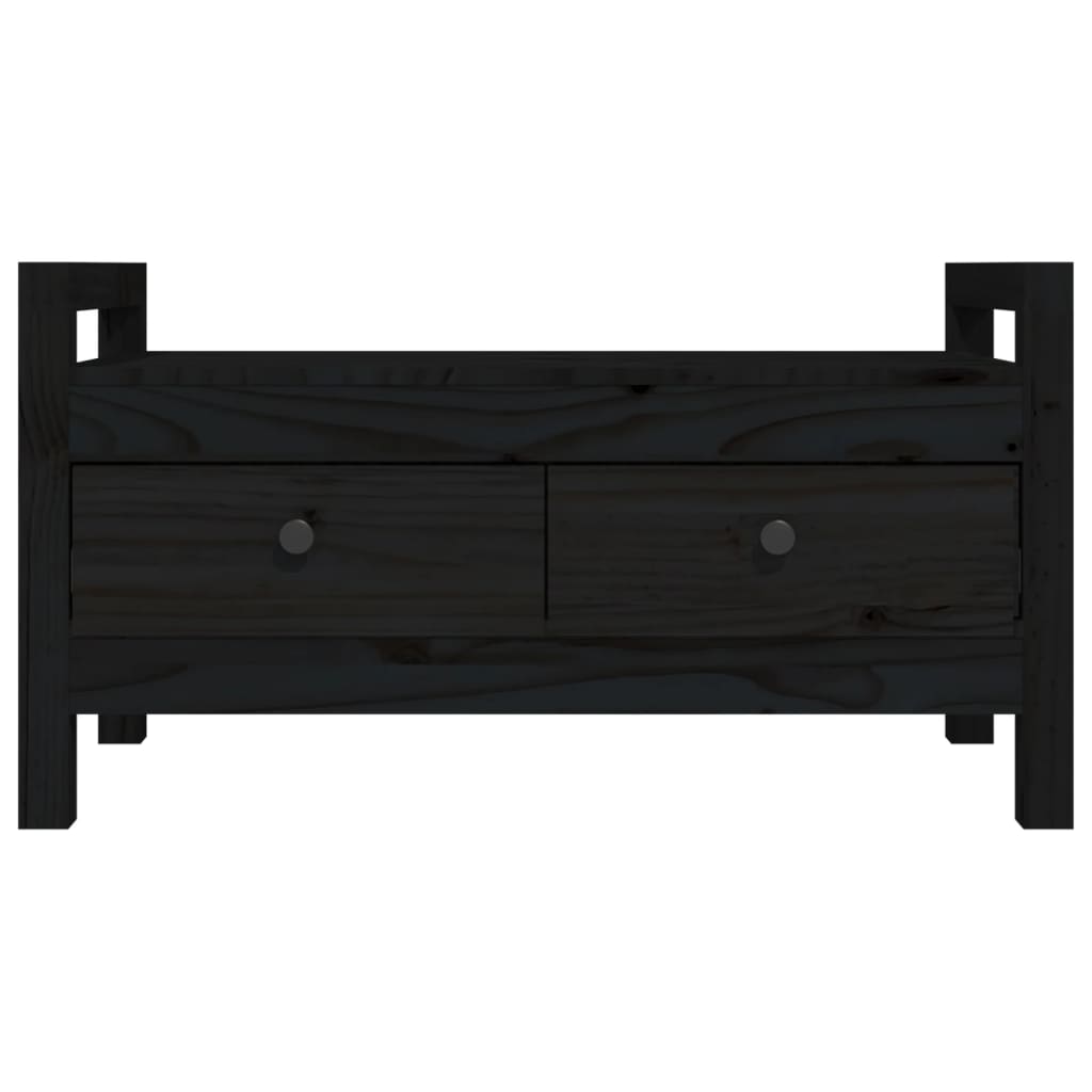 Hall Bench Black 80x40x43 cm Solid Wood Pine
